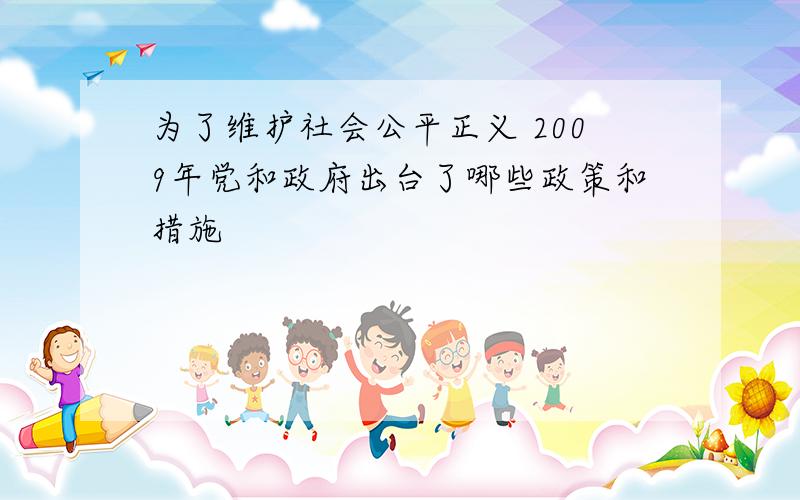 为了维护社会公平正义 2009年党和政府出台了哪些政策和措施