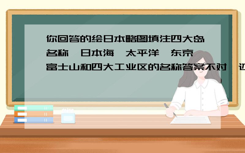 你回答的绘日本略图填注四大岛名称、日本海、太平洋、东京、富士山和四大工业区的名称答案不对,还有别的回答吗