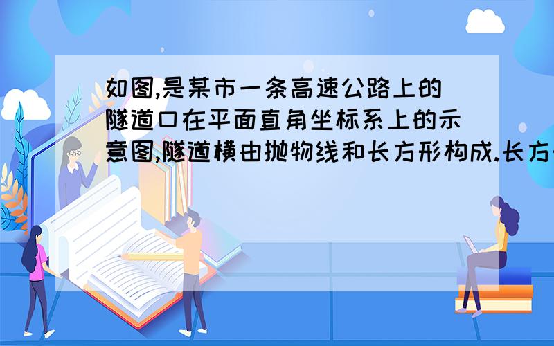 如图,是某市一条高速公路上的隧道口在平面直角坐标系上的示意图,隧道横由抛物线和长方形构成.长方形的长