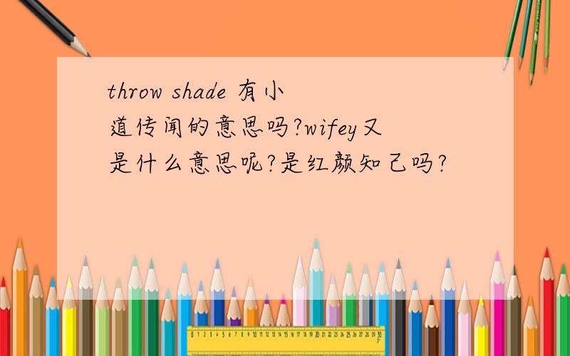 throw shade 有小道传闻的意思吗?wifey又是什么意思呢?是红颜知己吗?