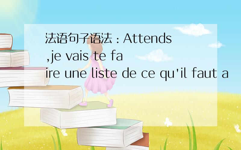 法语句子语法：Attends,je vais te faire une liste de ce qu'il faut a