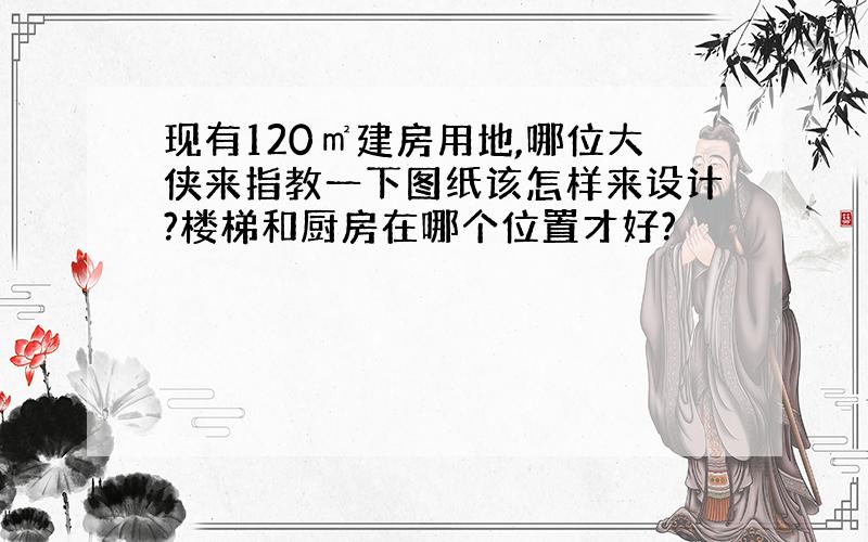 现有120㎡建房用地,哪位大侠来指教一下图纸该怎样来设计?楼梯和厨房在哪个位置才好?