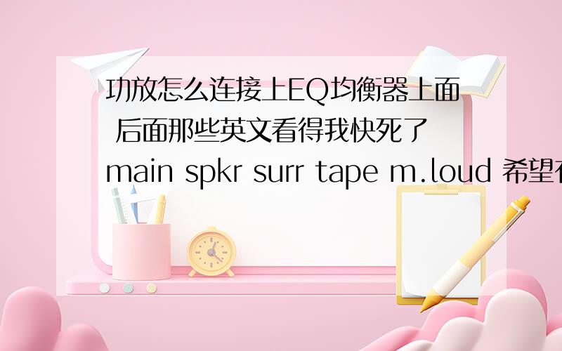 功放怎么连接上EQ均衡器上面 后面那些英文看得我快死了 main spkr surr tape m.loud 希望有人能