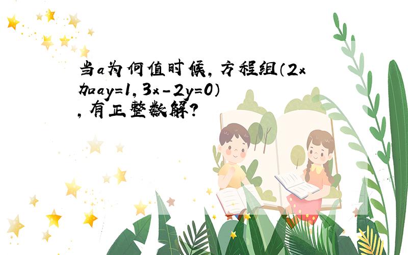 当a为何值时候,方程组（2x加ay=1,3x-2y=0）,有正整数解?