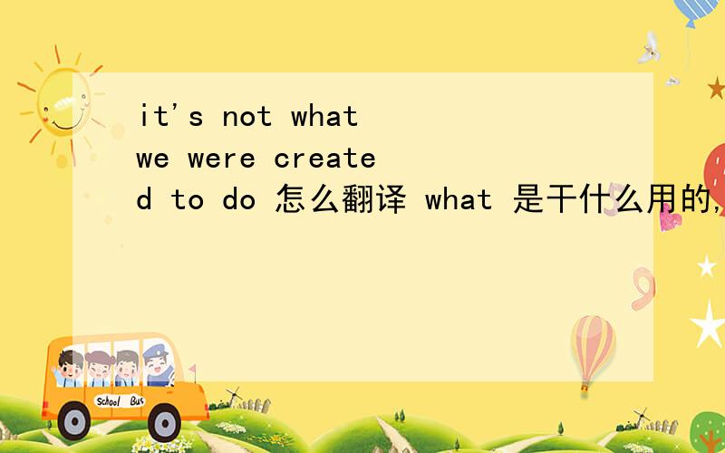 it's not what we were created to do 怎么翻译 what 是干什么用的,