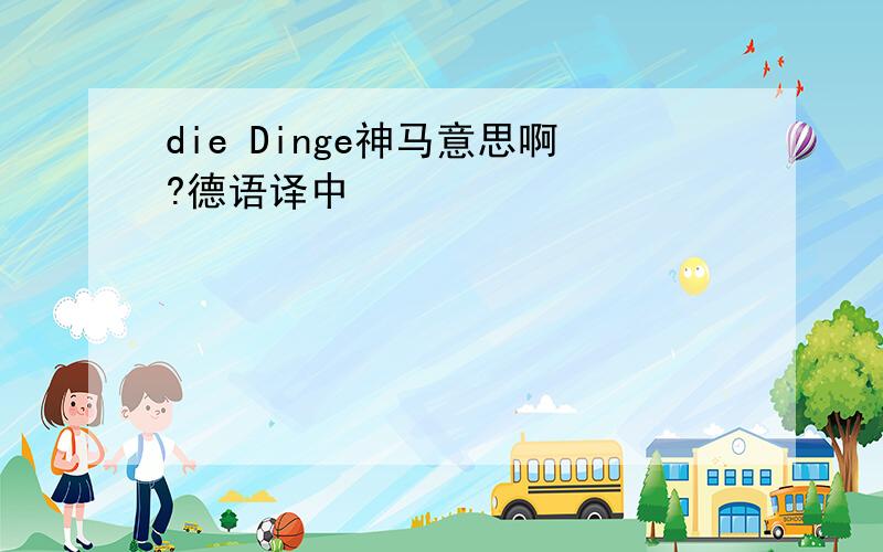 die Dinge神马意思啊?德语译中