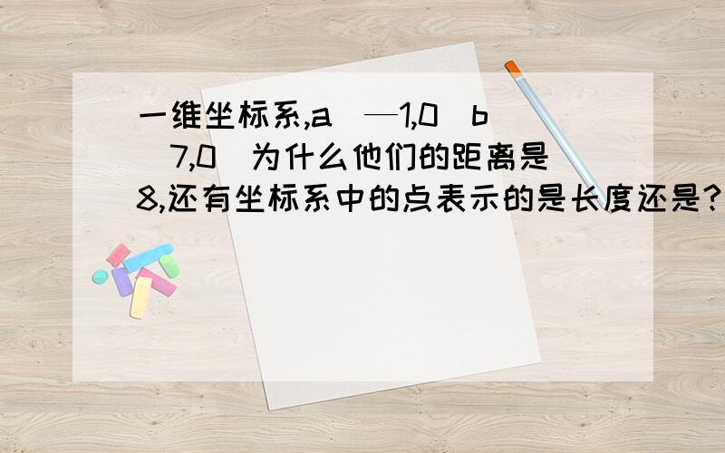 一维坐标系,a（—1,0）b（7,0）为什么他们的距离是8,还有坐标系中的点表示的是长度还是?