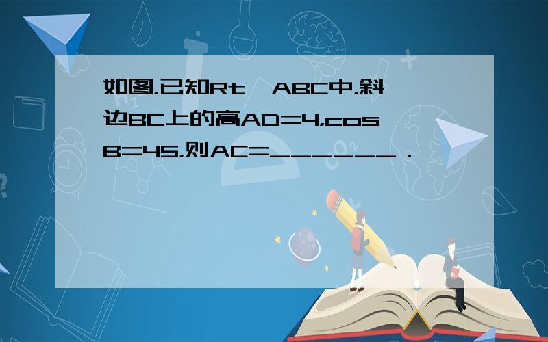 如图，已知Rt△ABC中，斜边BC上的高AD=4，cosB=45，则AC=______．