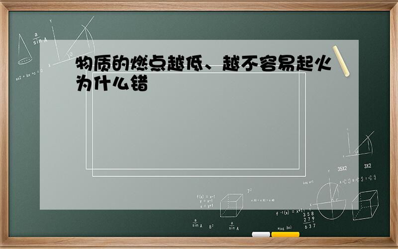 物质的燃点越低、越不容易起火为什么错