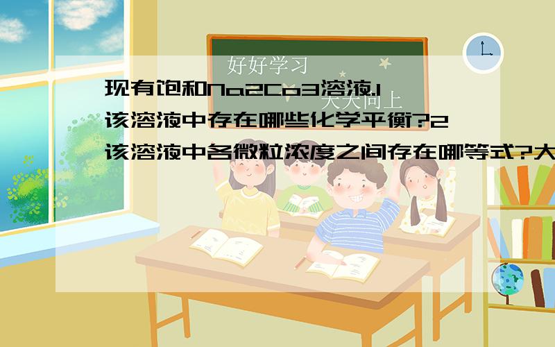 现有饱和Na2Co3溶液.1该溶液中存在哪些化学平衡?2该溶液中各微粒浓度之间存在哪等式?大小顺序为____.