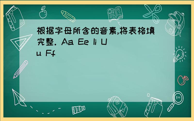 根据字母所含的音素,将表格填完整. Aa Ee Ii Uu Ff