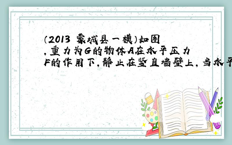 （2013•蒙城县一模）如图，重力为G的物体A在水平压力F的作用下，静止在竖直墙壁上，当水平压力减小为F2