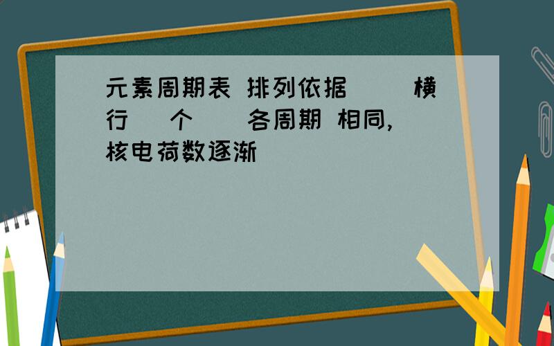 元素周期表 排列依据 （）横行（ 个 ） 各周期 相同,核电荷数逐渐