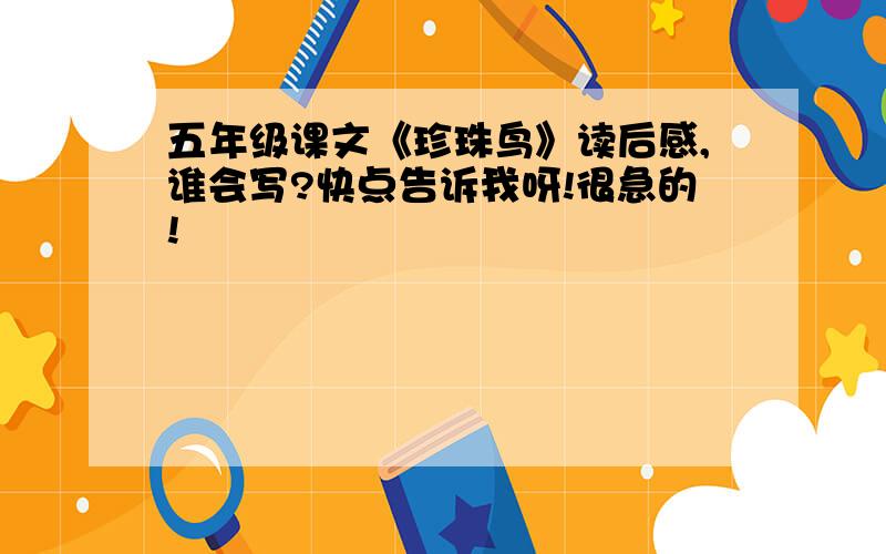 五年级课文《珍珠鸟》读后感,谁会写?快点告诉我呀!很急的!