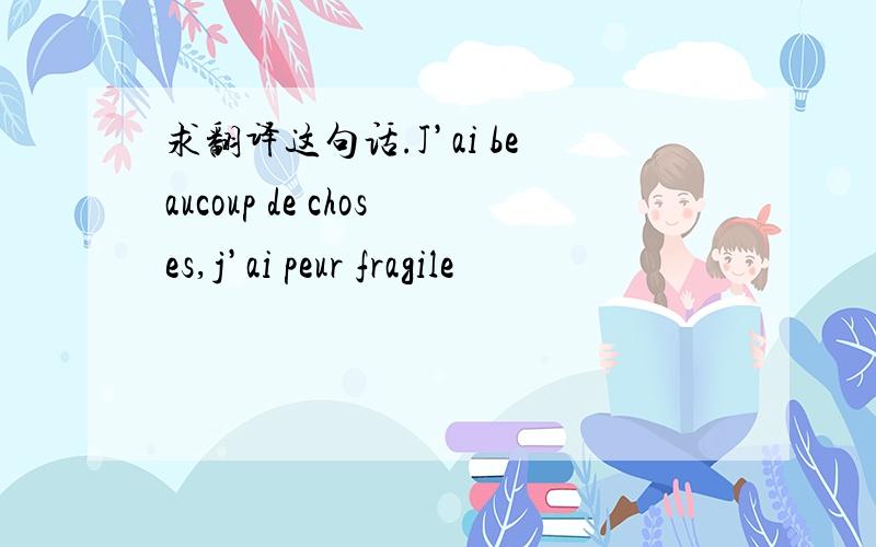 求翻译这句话.J’ai beaucoup de choses,j’ai peur fragile