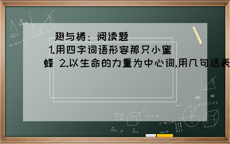   翅与祷：阅读题 1.用四字词语形容那只小蜜蜂 2.以生命的力量为中心词,用几句话表达你看完全