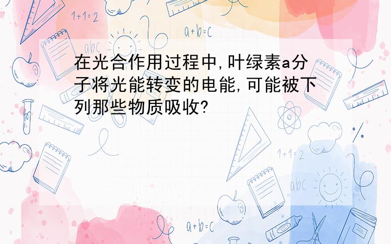 在光合作用过程中,叶绿素a分子将光能转变的电能,可能被下列那些物质吸收?