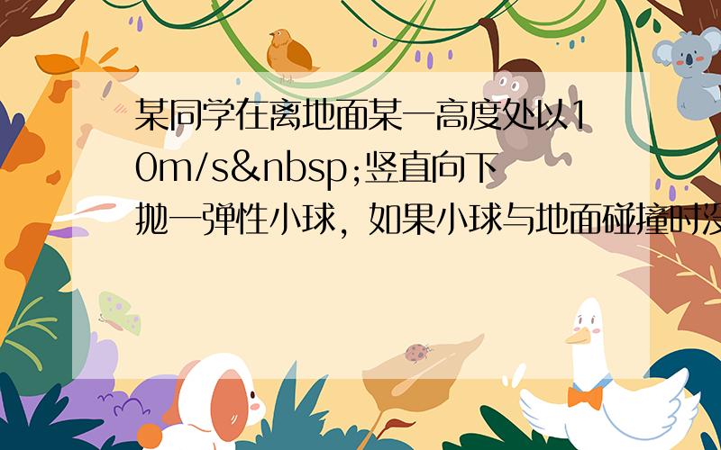 某同学在离地面某一高度处以10m/s 竖直向下抛一弹性小球，如果小球与地面碰撞时没有能量损失，仍以落地时同样大