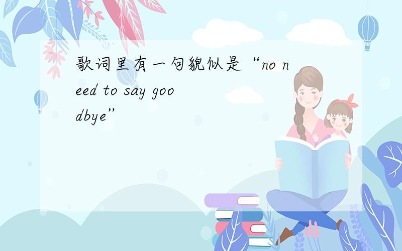 歌词里有一句貌似是“no need to say goodbye”