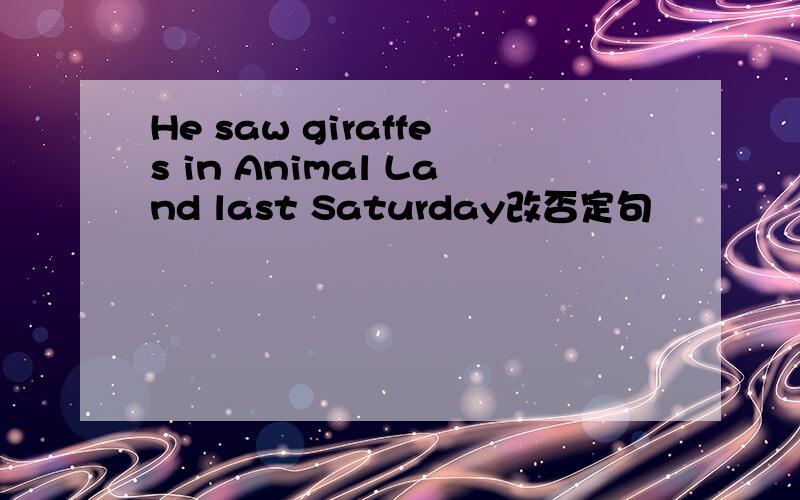 He saw giraffes in Animal Land last Saturday改否定句