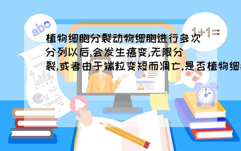 植物细胞分裂动物细胞进行多次分列以后,会发生癌变,无限分裂,或者由于端粒变短而凋亡.是否植物细胞也是这样?如果是,为什么