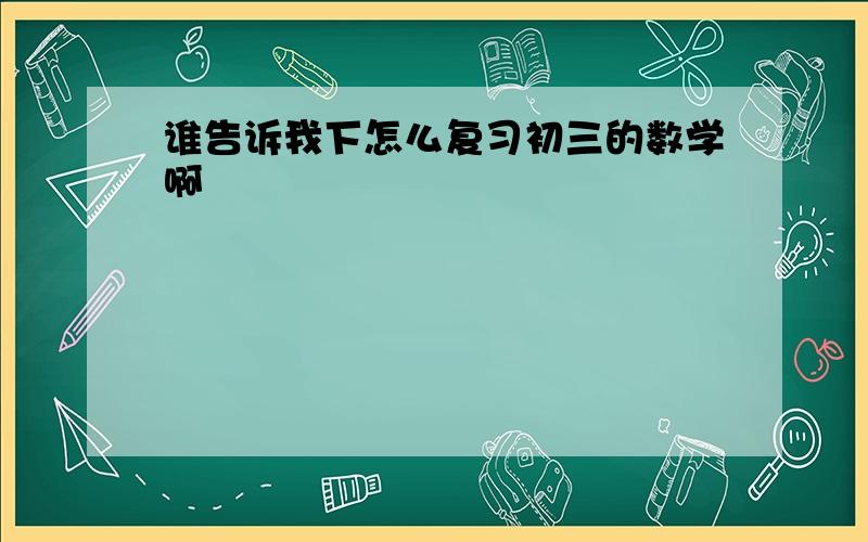 谁告诉我下怎么复习初三的数学啊