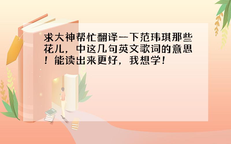 求大神帮忙翻译一下范玮琪那些花儿，中这几句英文歌词的意思！能读出来更好，我想学！