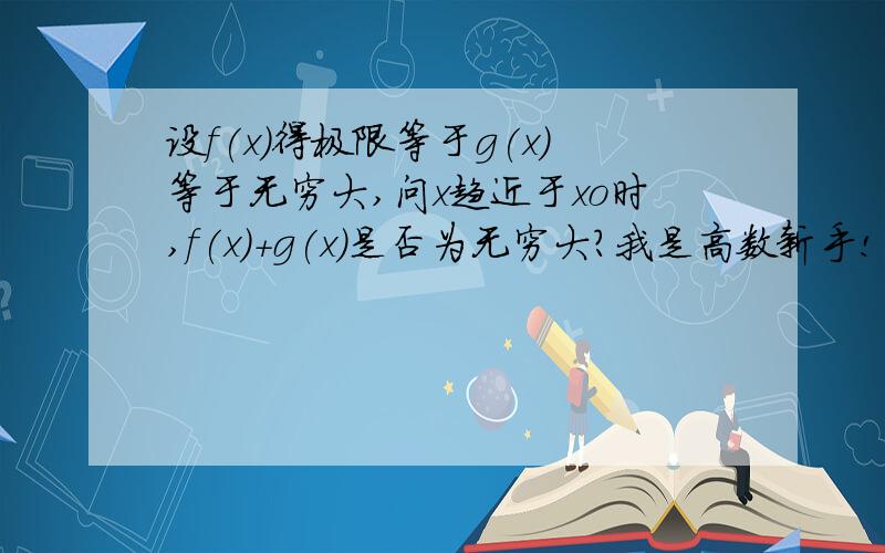 设f(x)得极限等于g(x)等于无穷大,问x趋近于xo时,f(x)+g(x)是否为无穷大?我是高数新手!