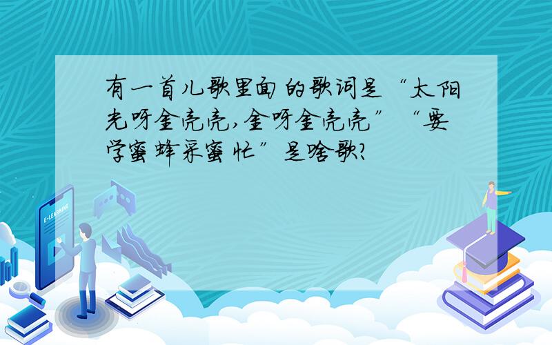 有一首儿歌里面的歌词是“太阳光呀金亮亮,金呀金亮亮”“要学蜜蜂采蜜忙”是啥歌?