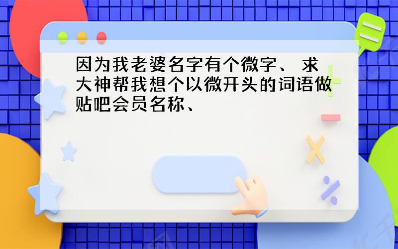 因为我老婆名字有个微字、 求大神帮我想个以微开头的词语做贴吧会员名称、