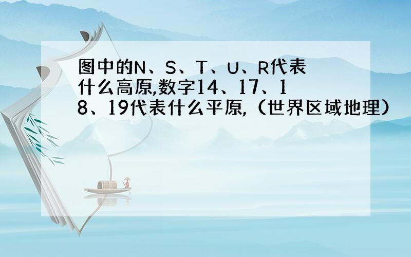 图中的N、S、T、U、R代表什么高原,数字14、17、18、19代表什么平原,（世界区域地理）