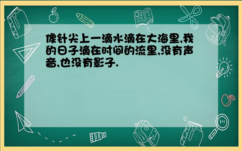 像针尖上一滴水滴在大海里,我的日子滴在时间的流里,没有声音,也没有影子.