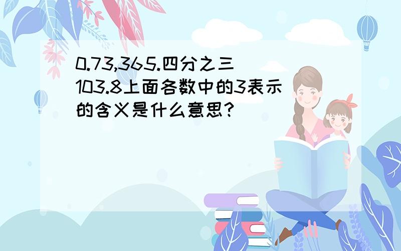 0.73,365.四分之三 103.8上面各数中的3表示的含义是什么意思?