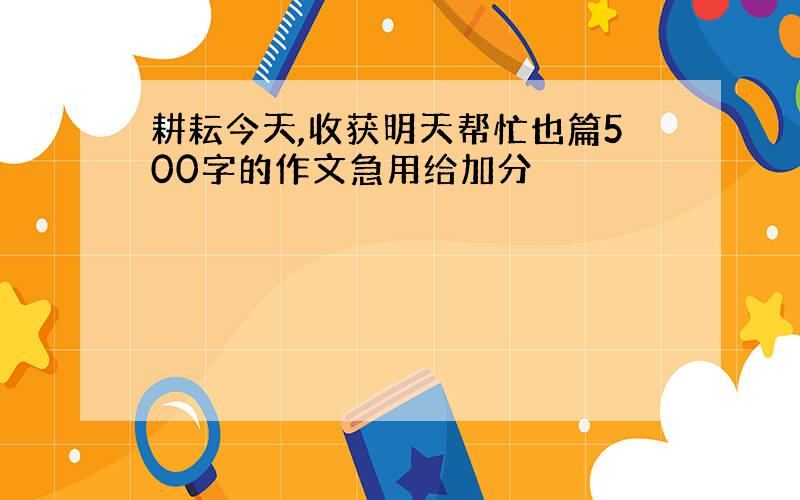 耕耘今天,收获明天帮忙也篇500字的作文急用给加分