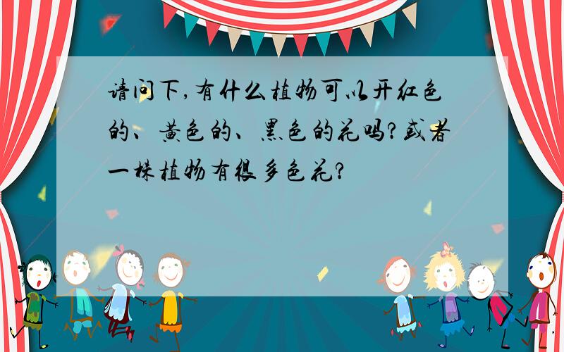 请问下,有什么植物可以开红色的、黄色的、黑色的花吗?或者一株植物有很多色花?