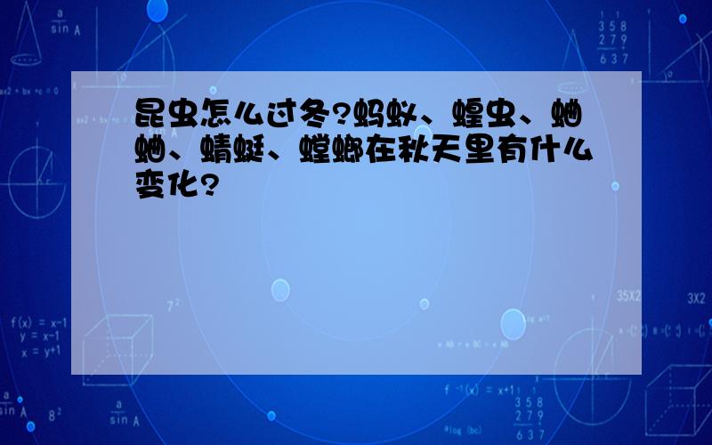 昆虫怎么过冬?蚂蚁、蝗虫、蛐蛐、蜻蜓、螳螂在秋天里有什么变化?