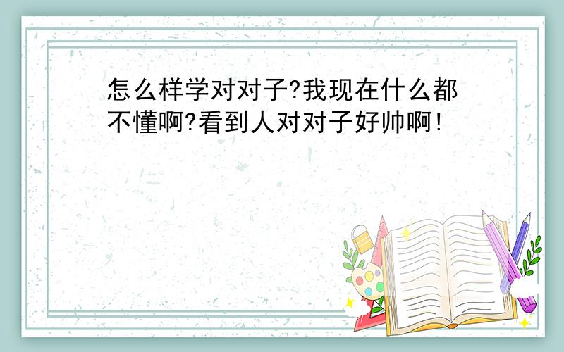 怎么样学对对子?我现在什么都不懂啊?看到人对对子好帅啊!