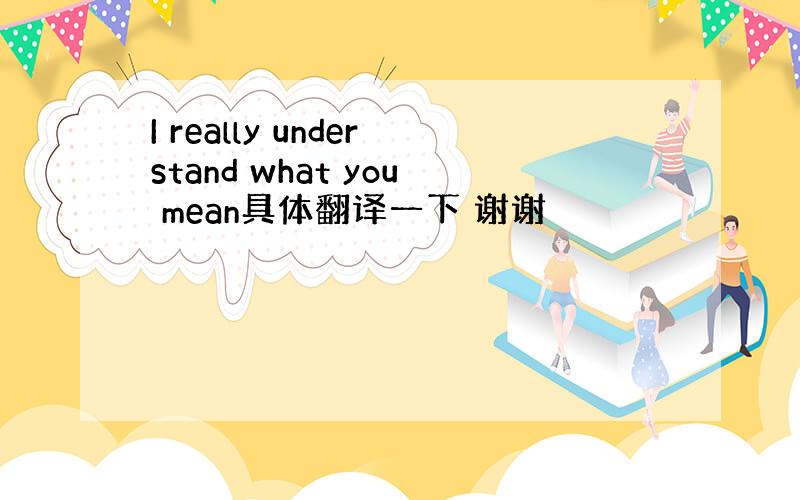 I really understand what you mean具体翻译一下 谢谢