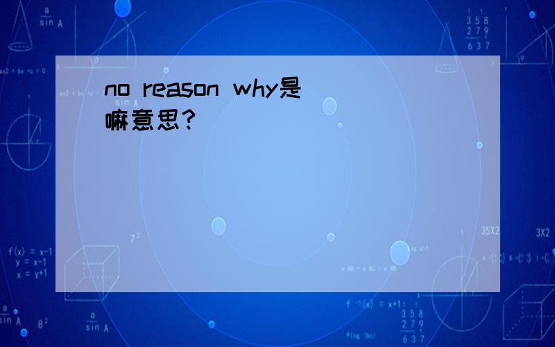 no reason why是嘛意思?