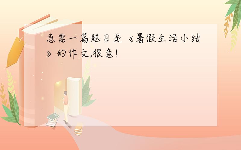 急需一篇题目是《暑假生活小结》的作文,很急!