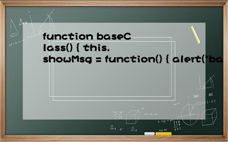 function baseClass() { this.showMsg = function() { alert(