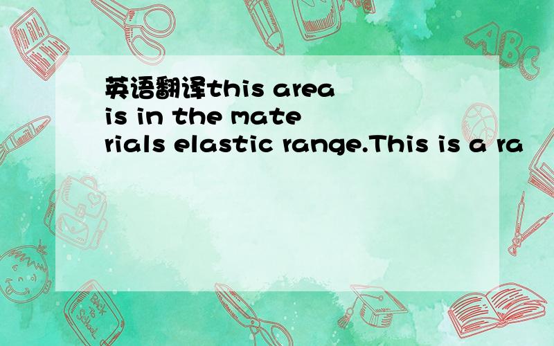 英语翻译this area is in the materials elastic range.This is a ra