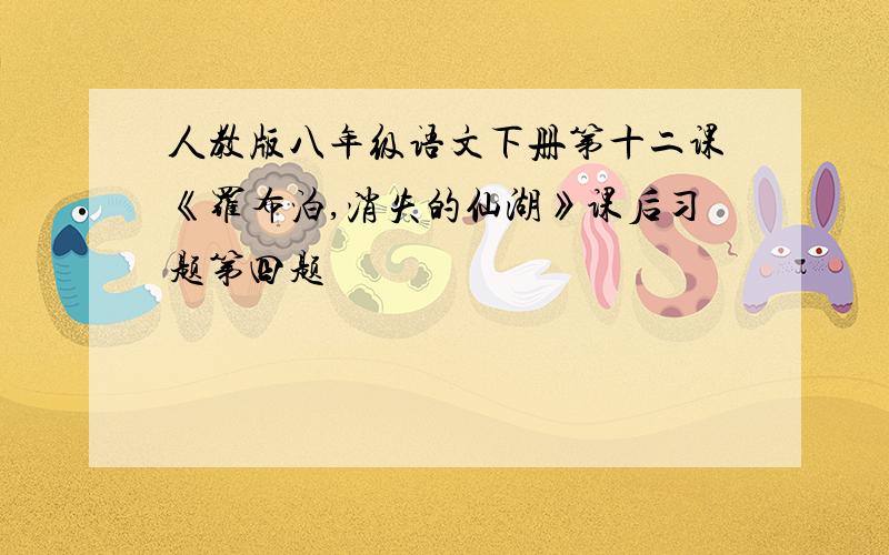 人教版八年级语文下册第十二课《罗布泊,消失的仙湖》课后习题第四题