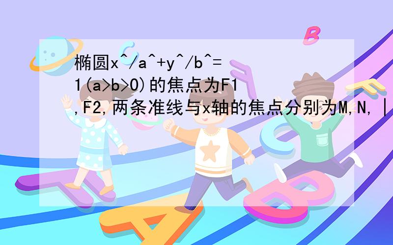 椭圆x^/a^+y^/b^=1(a>b>0)的焦点为F1,F2,两条准线与x轴的焦点分别为M,N,│MN│≤2 │ F1