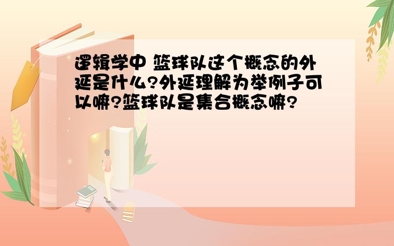 逻辑学中 篮球队这个概念的外延是什么?外延理解为举例子可以嘛?篮球队是集合概念嘛?