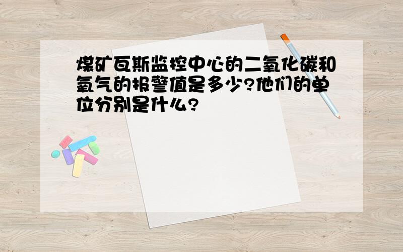 煤矿瓦斯监控中心的二氧化碳和氧气的报警值是多少?他们的单位分别是什么?