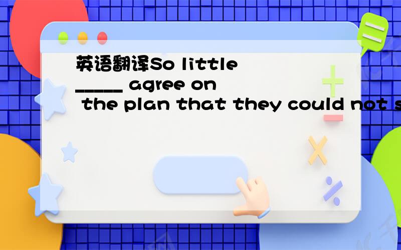 英语翻译So little _____ agree on the plan that they could not se