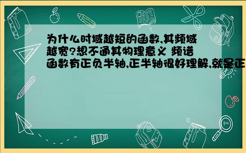 为什么时域越短的函数,其频域越宽?想不通其物理意义 频谱函数有正负半轴,正半轴很好理解,就是正频率,其物理意义是什么、?