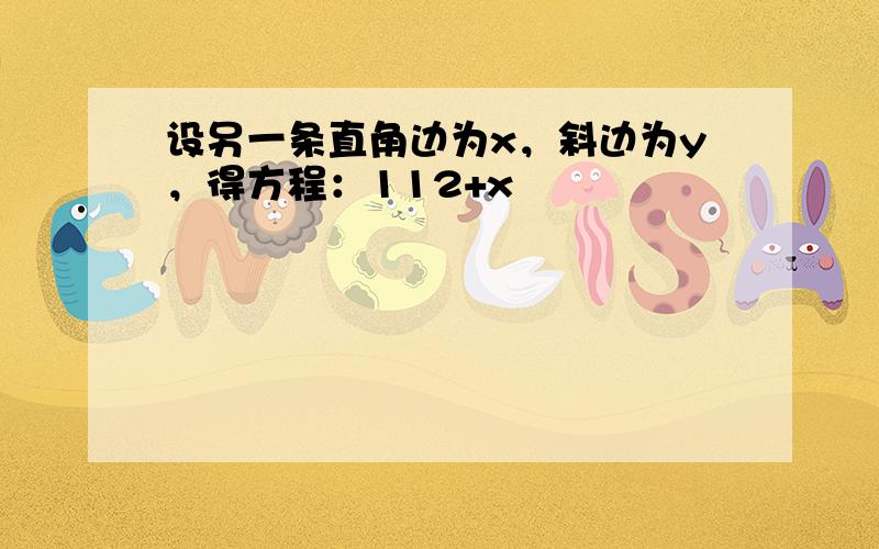 设另一条直角边为x，斜边为y，得方程：112+x