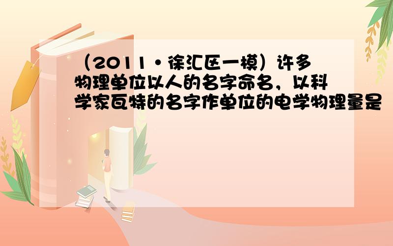 （2011•徐汇区一模）许多物理单位以人的名字命名，以科学家瓦特的名字作单位的电学物理量是（　　）